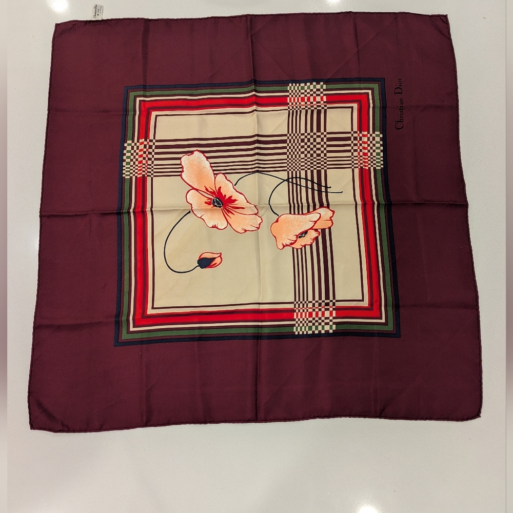 Dior Vintage Floral Silk Scarf
